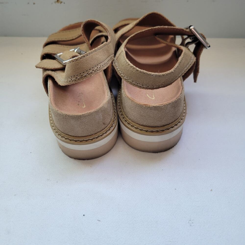 Clarks Orianna Over Tan Suede Chunky Sandals Size 8  7526-2956 - Picture 3 of 6